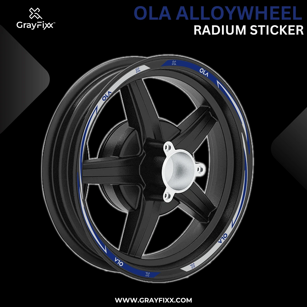 Alloy Wheel Radium Sticker for OLA | Made in Premium Radium with FPF (Fade Protection Film), Precut Sticker, Waterproof, Pack of 1